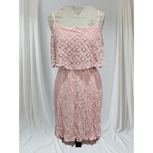 No Boundaries Pink Crochet High Low Sleeveless Dress